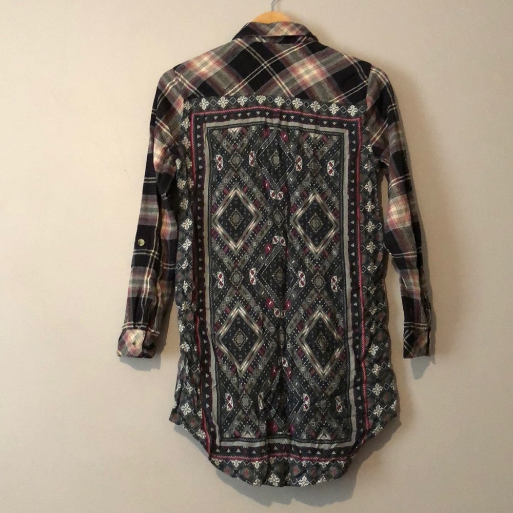 Tolani Anthropologie bandana flannel shirt